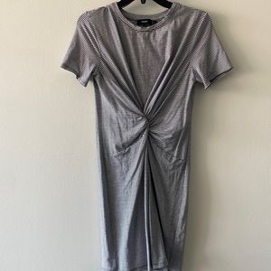 Theory Knotted Short Sleeve Striped Tee Shirt Dress- S